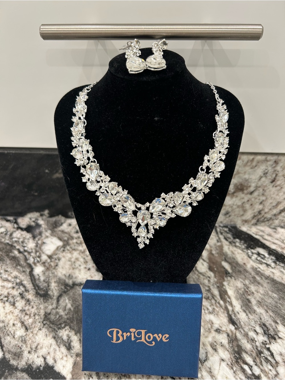 Silver Floral Crystal Necklace for Women